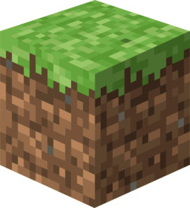 A grass block in Minecraft